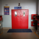 A newly installed fire door is seen in a factory of Ananta Garments Ltd in Savar June 10, 2014.